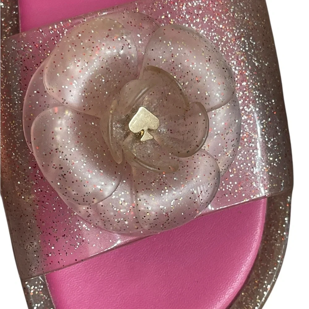 Kate Spade Splash Glitter Rubber Jelly Slip On Sandals Sz 8 Slides Flip Flop